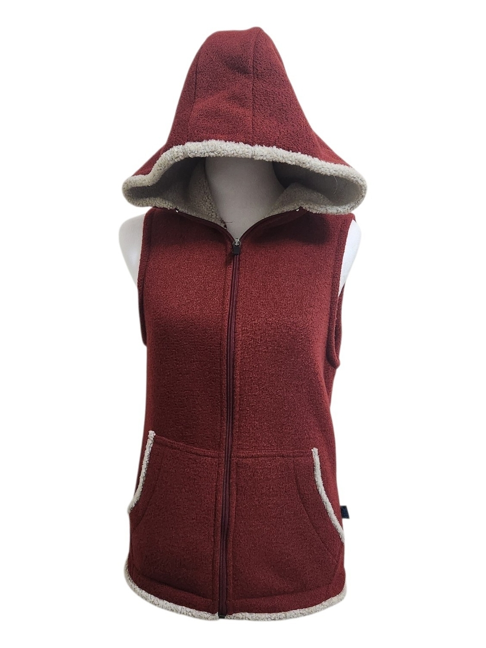 KUHL Vest Small Alfpaca Fleece Hoodie  Red Full Zip Pockets Outdoor Hiking Warm